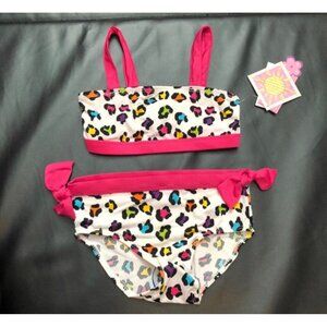 NWT Pink Platinum Leopard Print two piece Swim Suit Baby Girls Size 24M